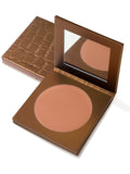 Bronze compact powder in a brown case on a white background