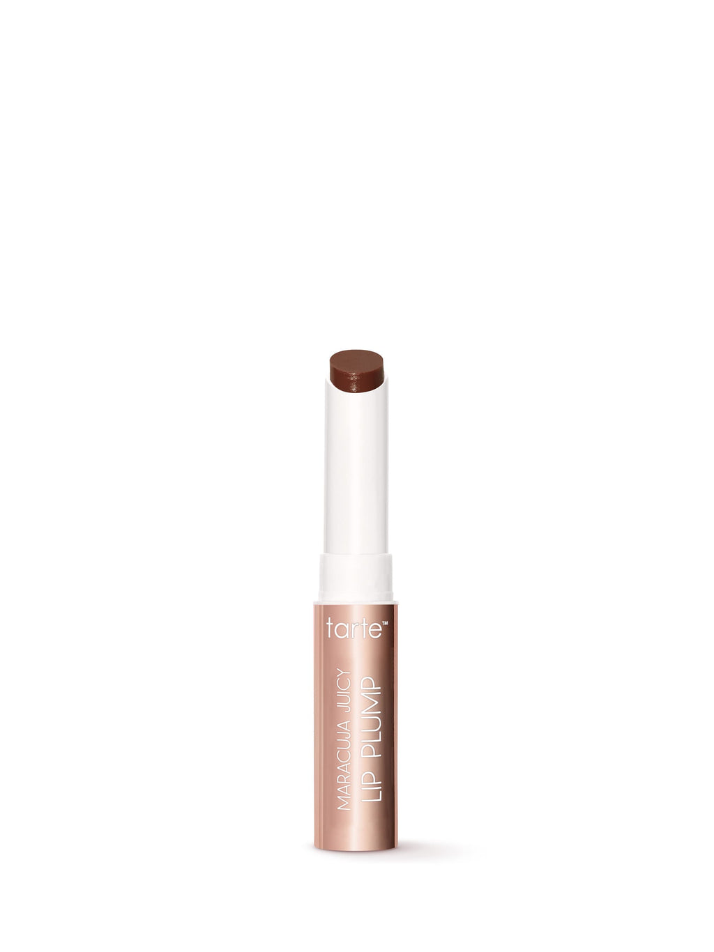Makeup stick with white cap and brown tip on a white background