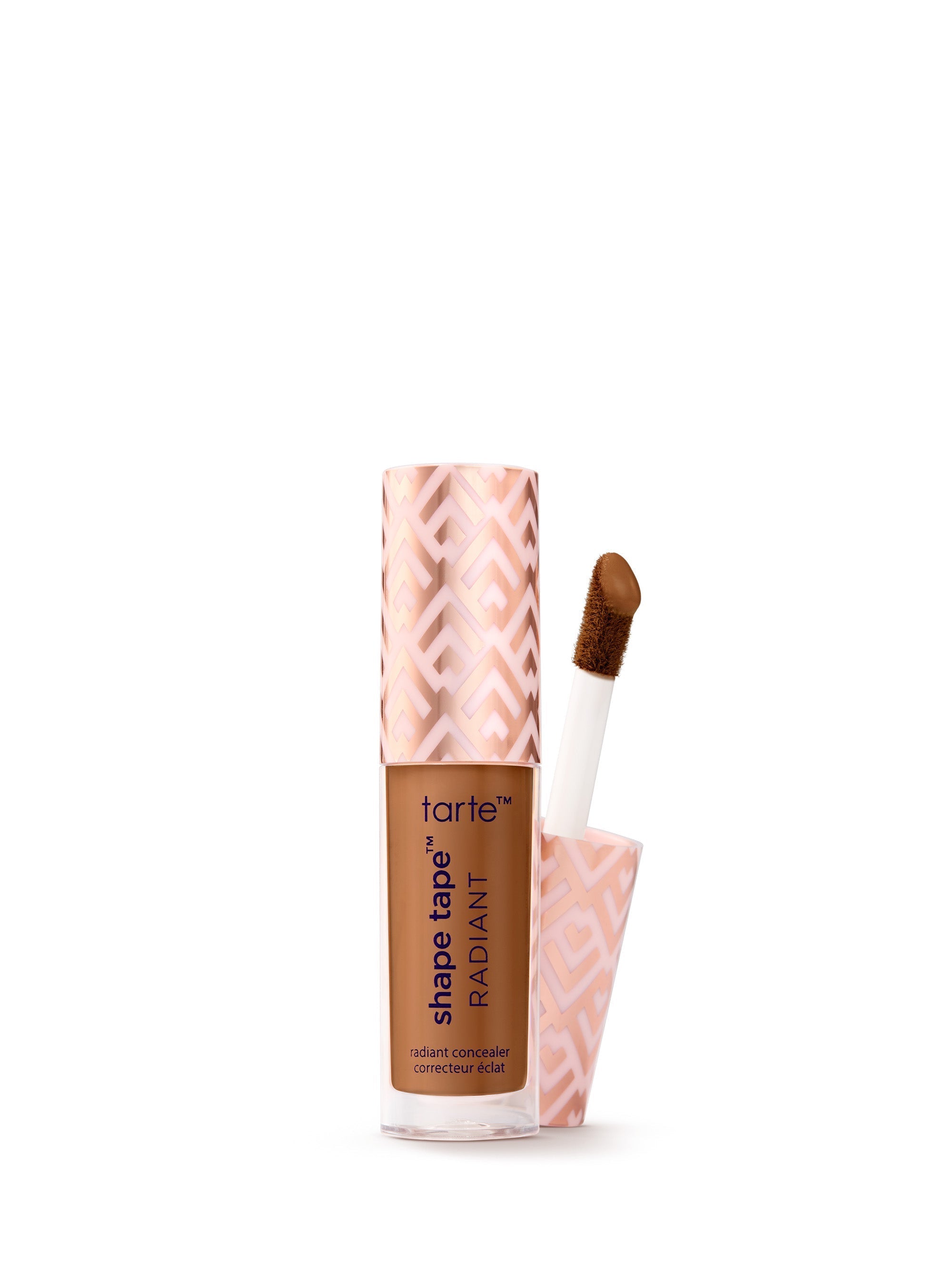 Tarte Shape Tape Radiant concealer with applicator on a white background