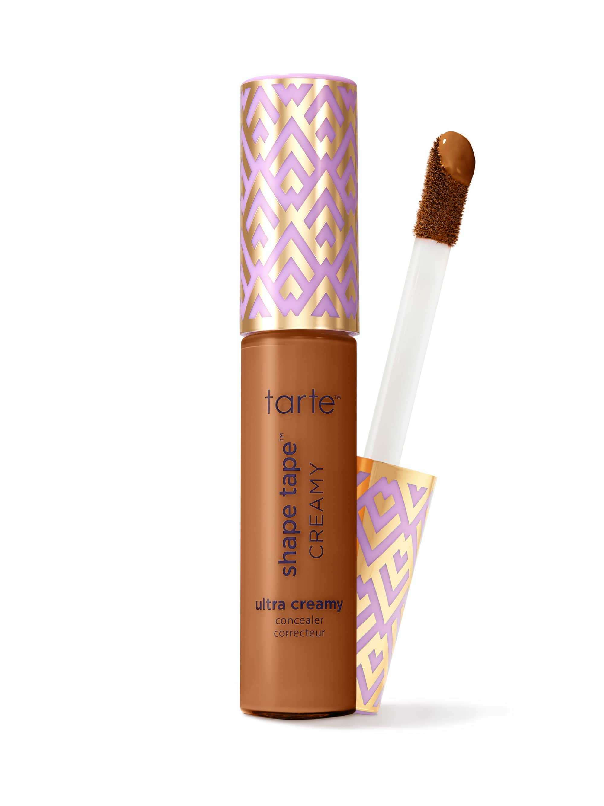 Tarte Shape Tape Creamy concealer with applicator on a white background