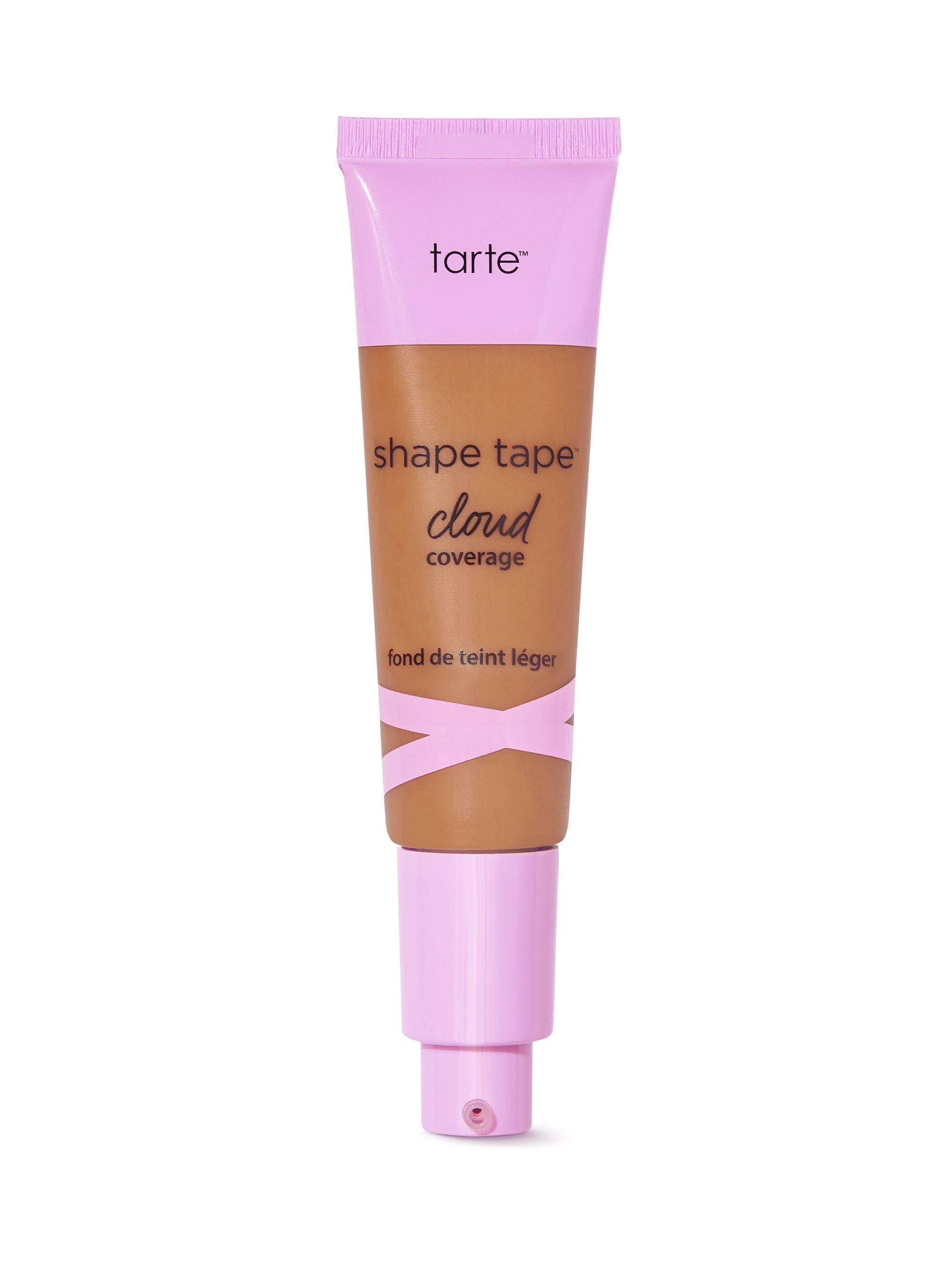 Tarte shape tape cloud cream foundation tube with pink cap on a white background