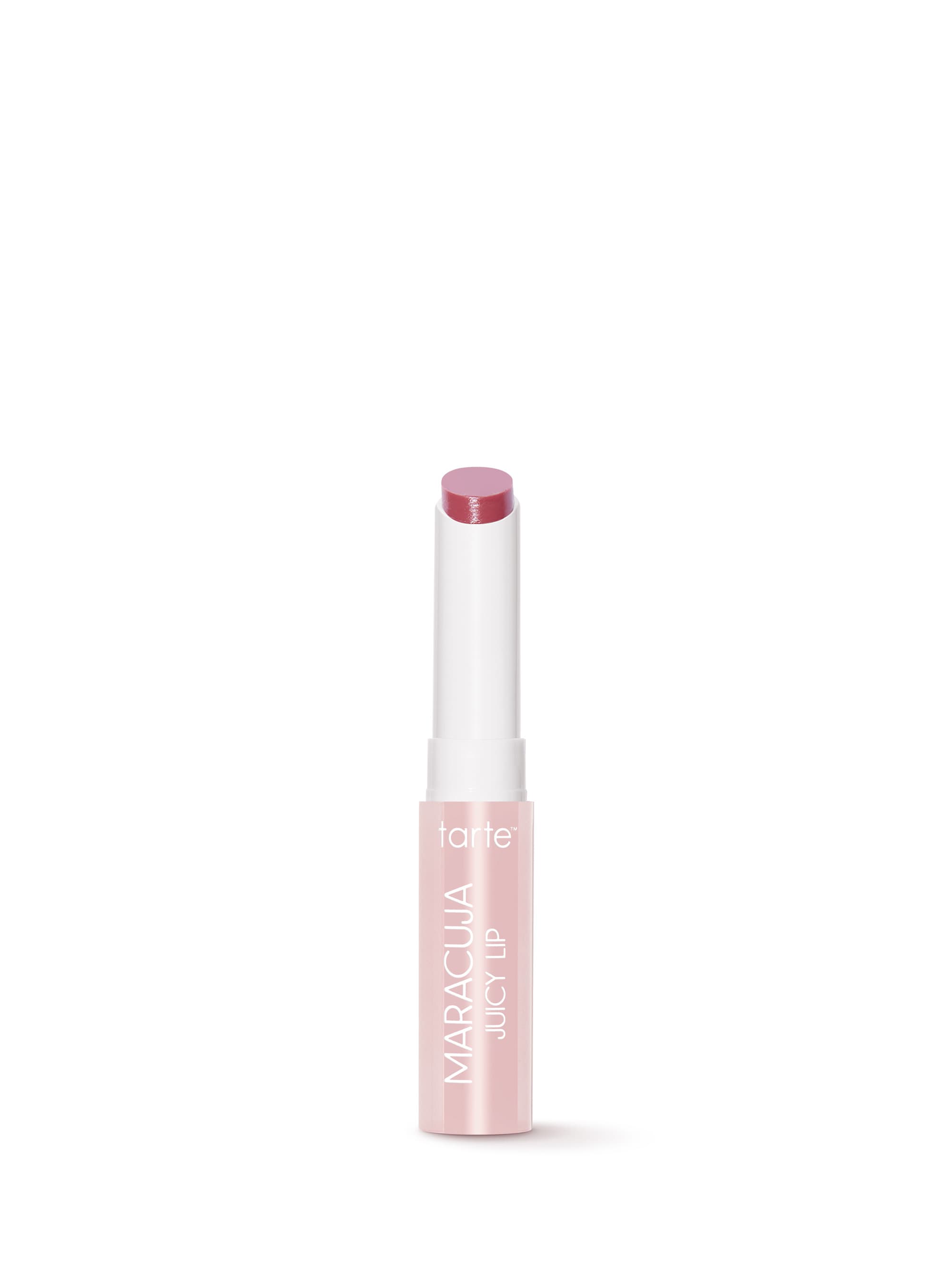 Lip balm with a white cap and pink body on a white background