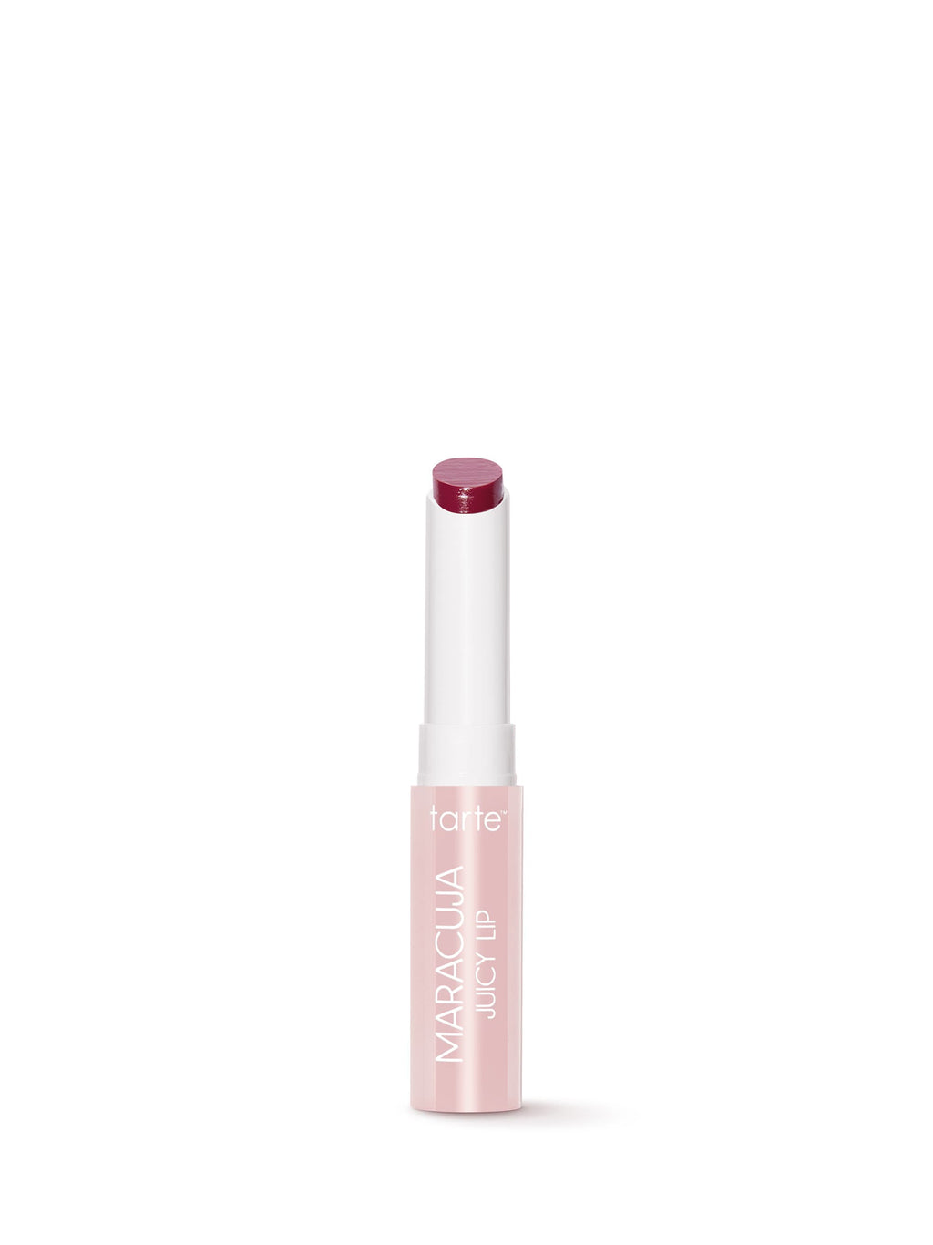 Lip balm with a white and pink design on a white background