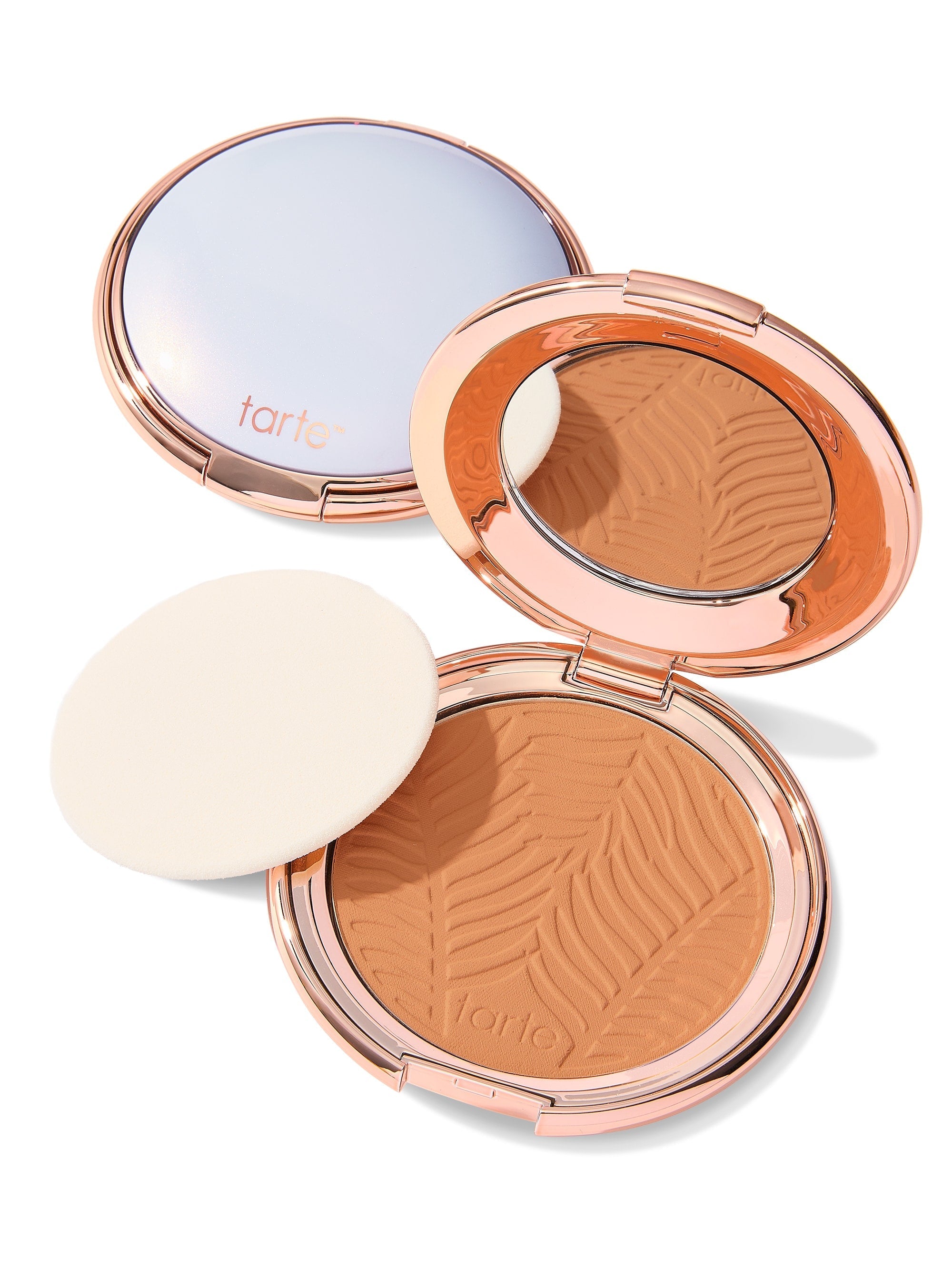 Compact powder with a brand logo on a white background