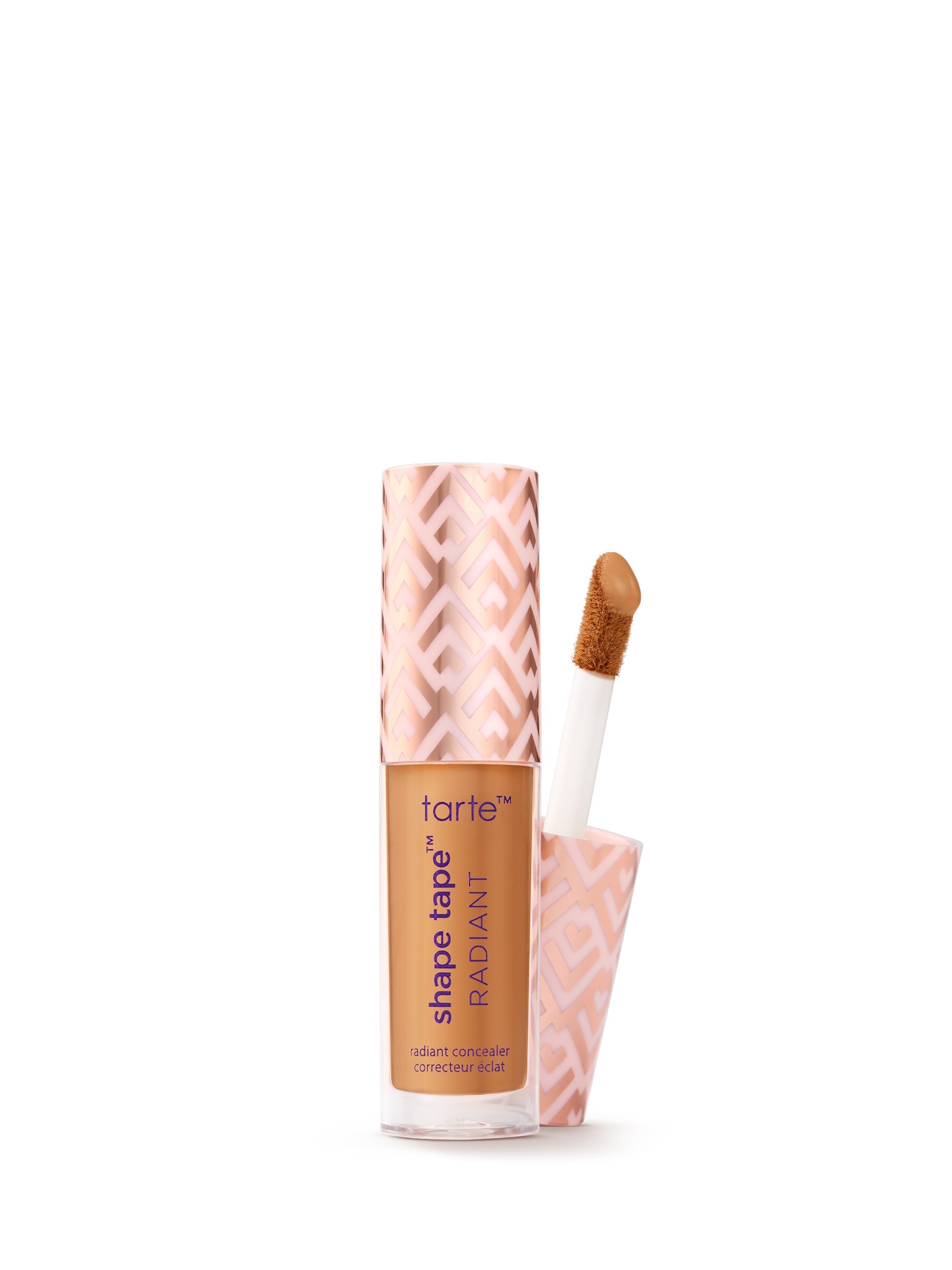 Tarte Shape Tape Radiant concealer with applicator on a white background
